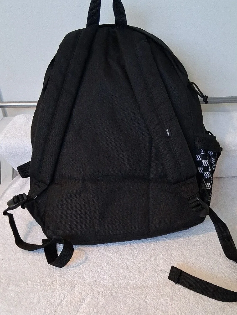 Vans Black Backpack with White Checkerboard Accent